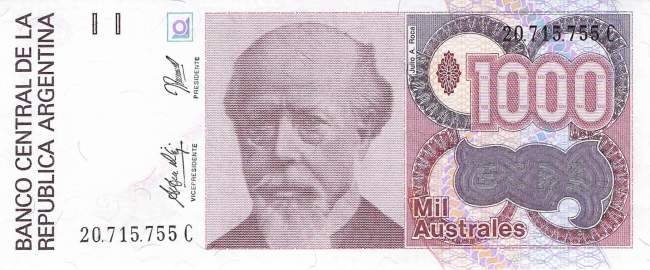 Argentinien p329e 1000 Australes 1985